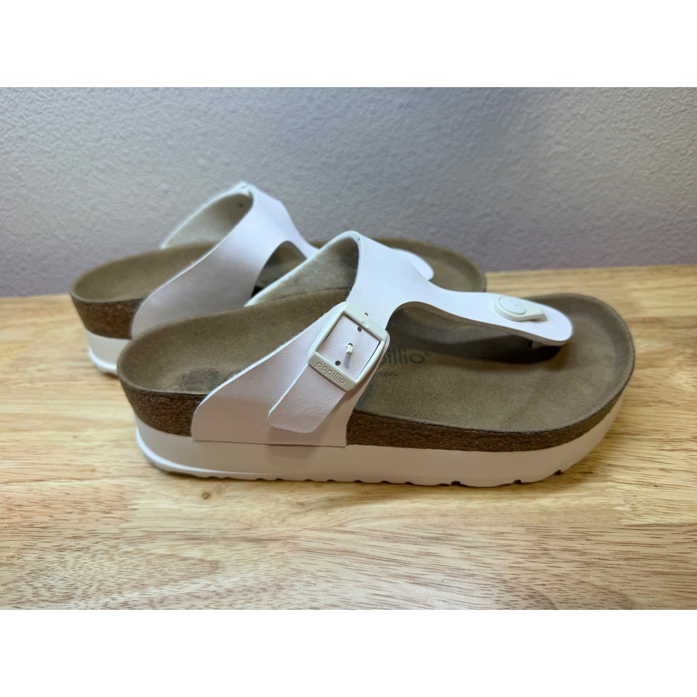 Papillio by Birkenstock Gizeh White Vegan Platform Sandals Womens 37 NWOT - Picture 3 of 7